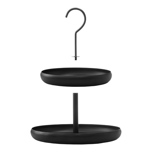 Hanging Metal 2-Tier Bird Feeder, Black